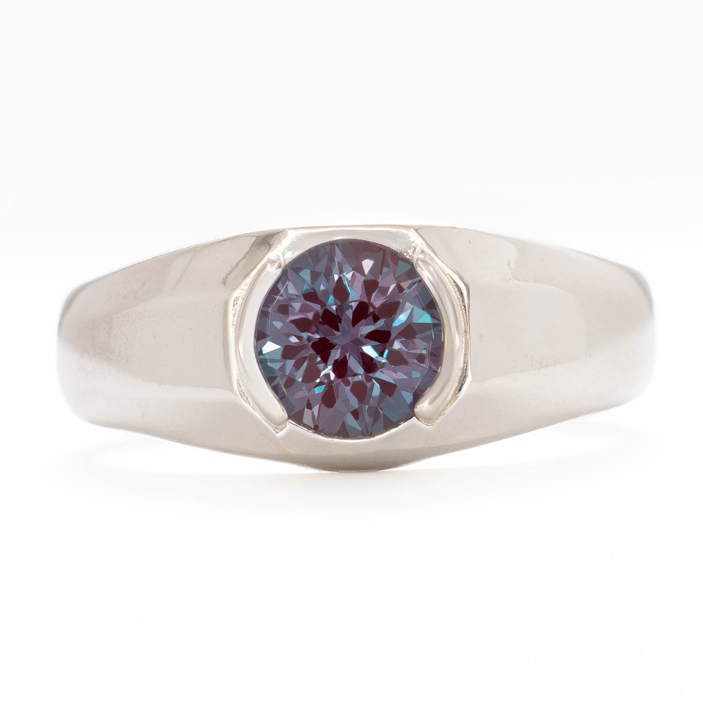 aspyn silver ring with round lab alexandrite