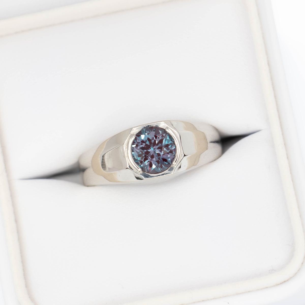 aspyn silver ring with round lab alexandrite