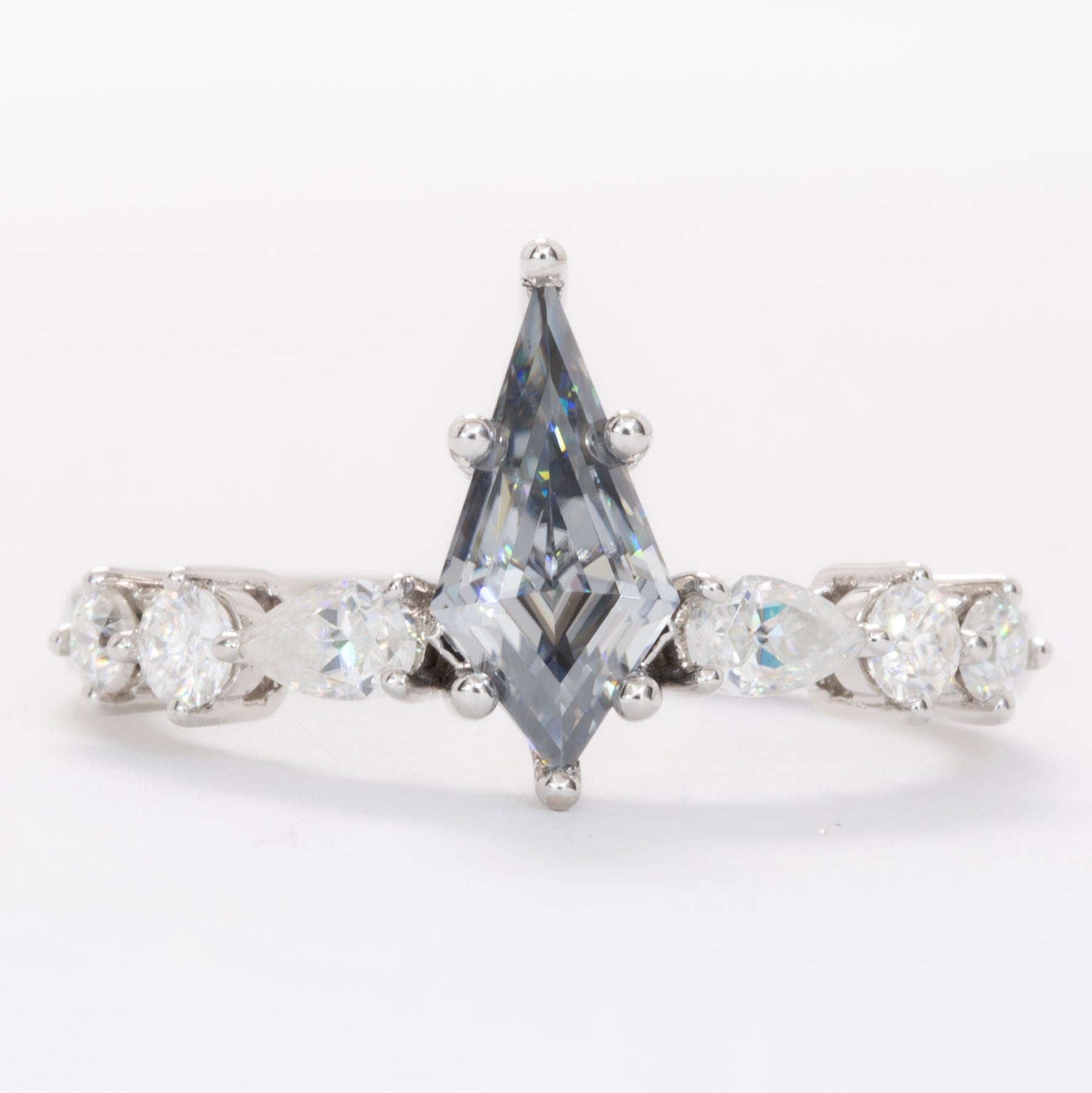 aurelia engagement ring with grey moissanite kite