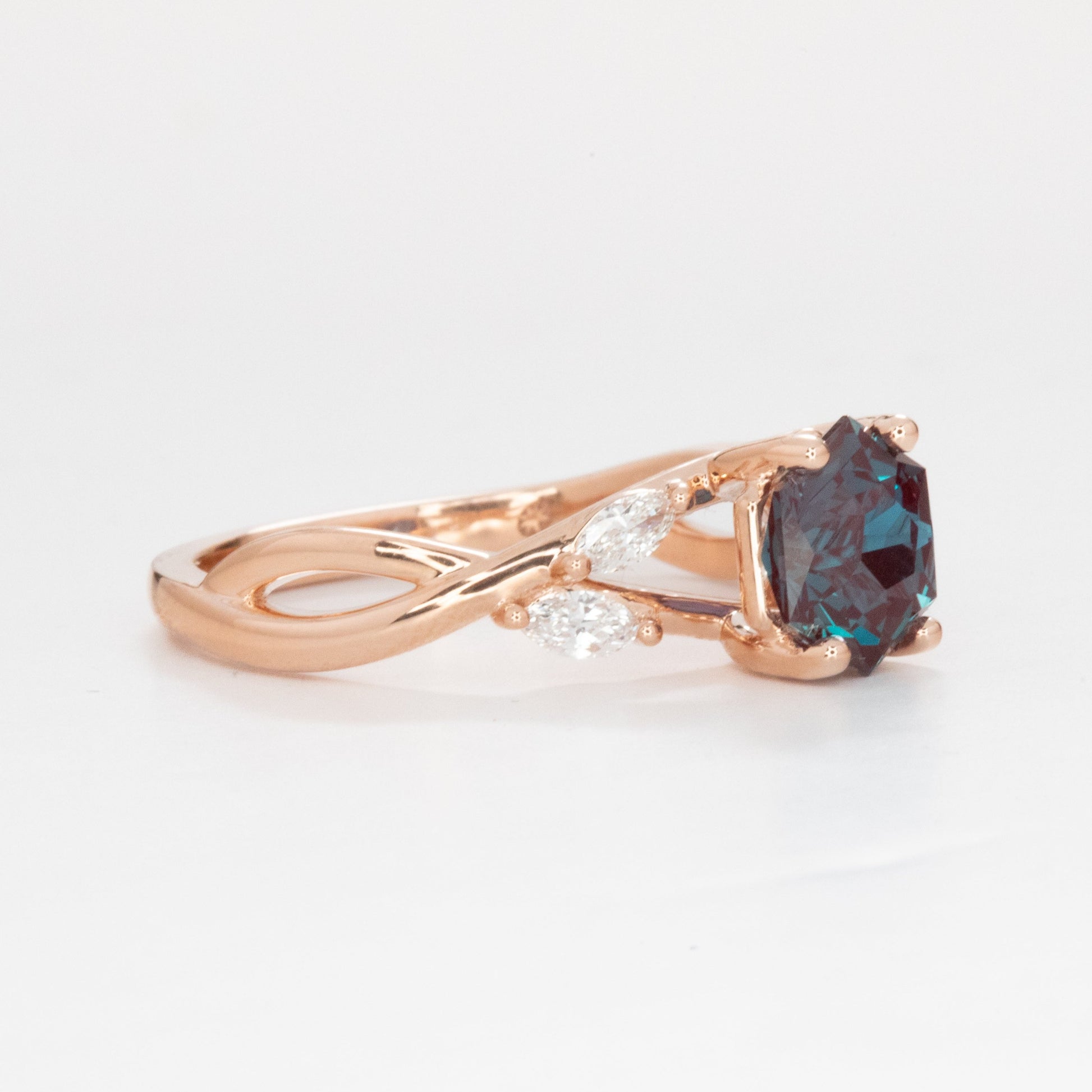 avani engagement ring with hex cut lab alexandrite