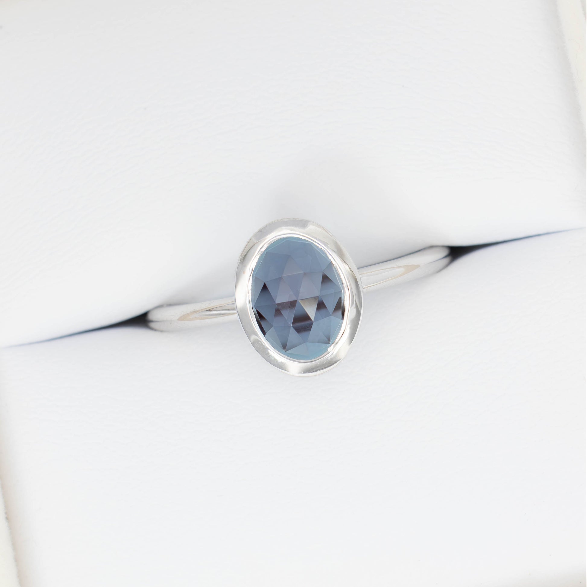 baila ring in white gold with oval rose cut lab alexandrite