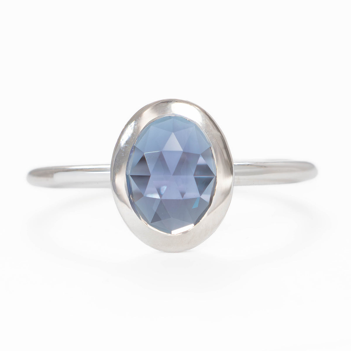 baila ring in white gold with oval rose cut lab alexandrite