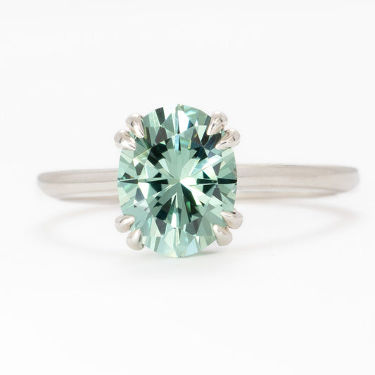 bailey solitaire ring with oval green lab sapphire