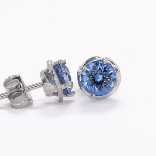 blue lab sapphire earrings in white gold