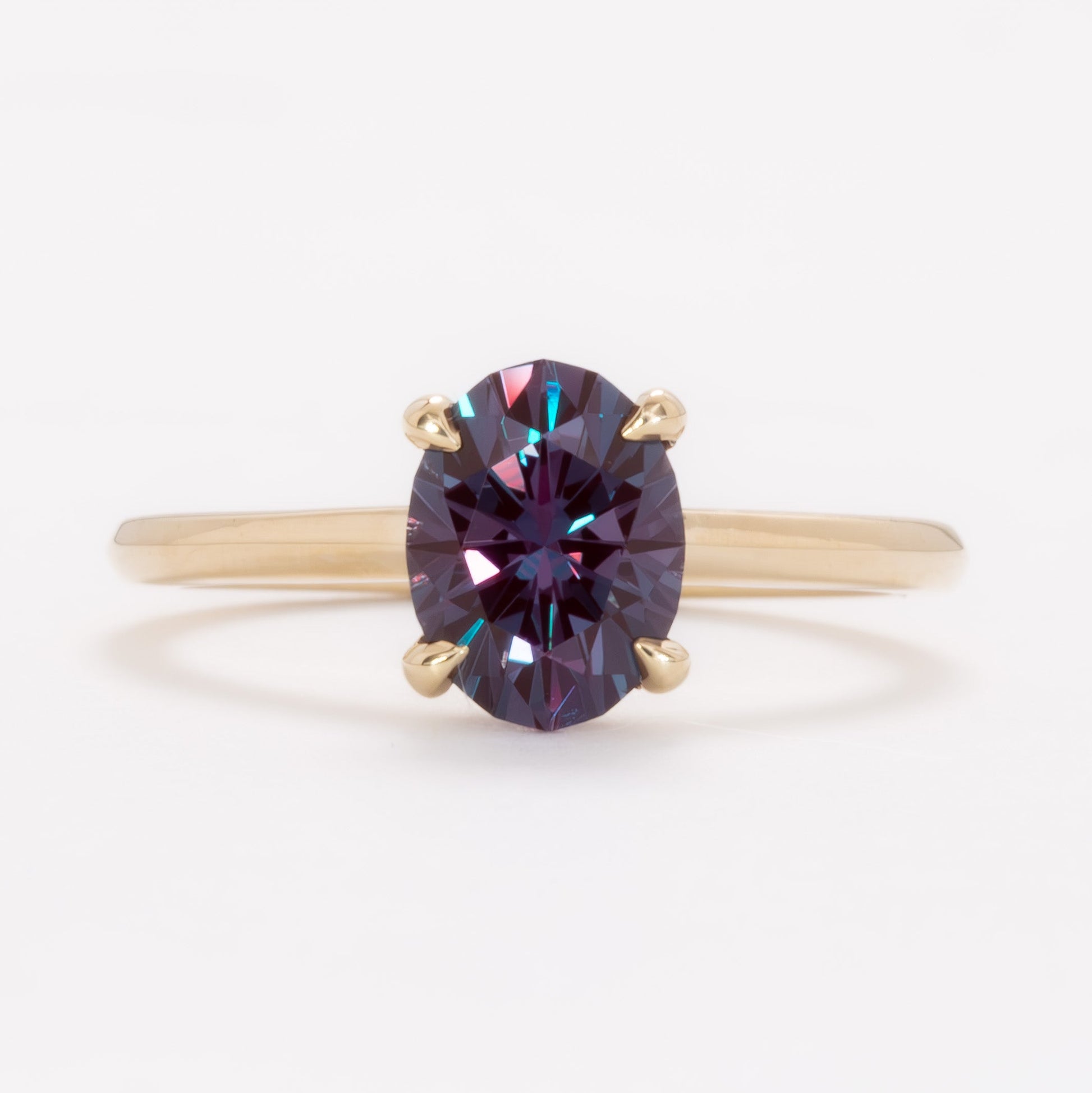 bree solitaire engagement ring in yellow gold and oval lab alexandrite
