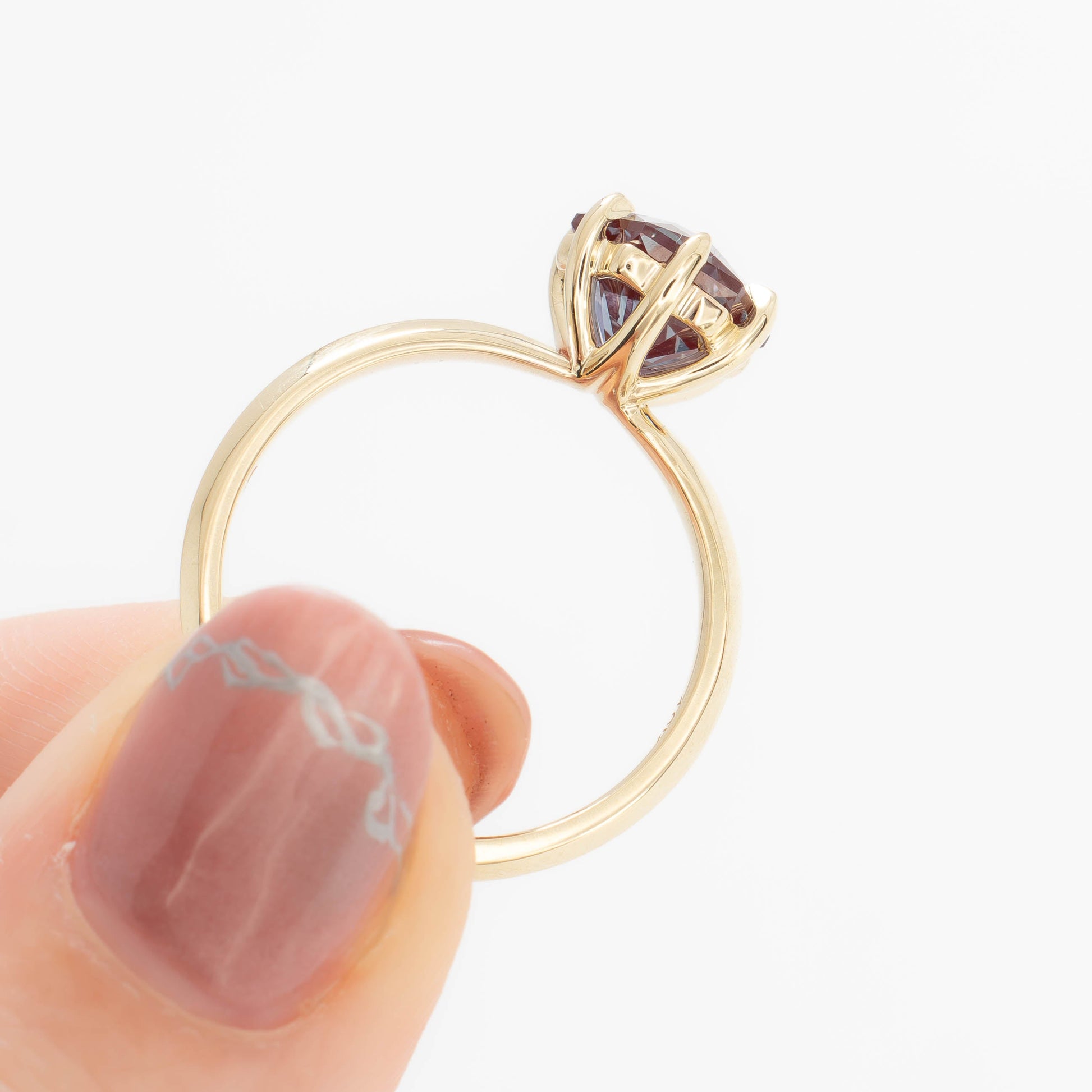 charlotte solitaire in yellow gold with hex cut lab alexandrite