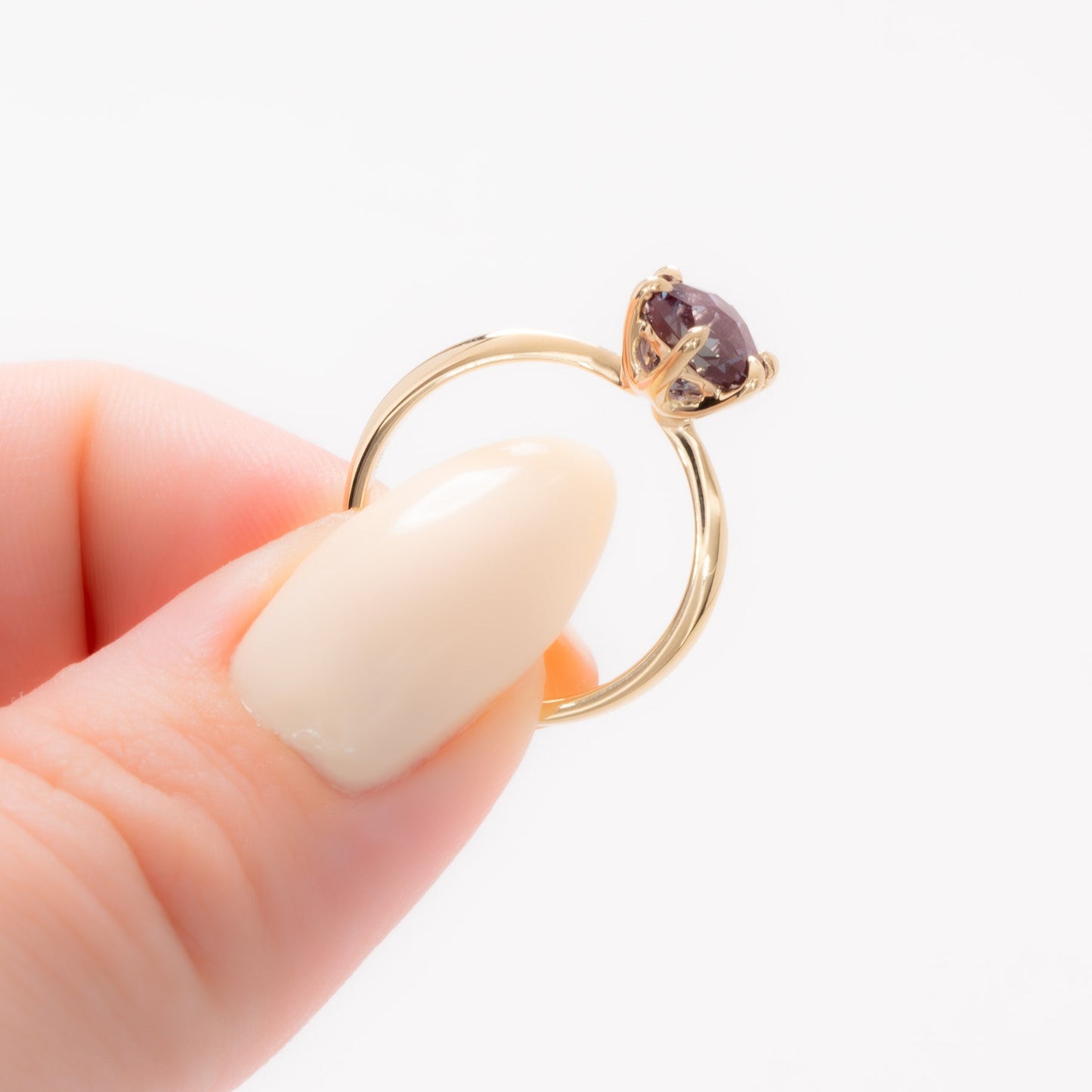 charlotte solitaire ring with hex cut lab alexandrite