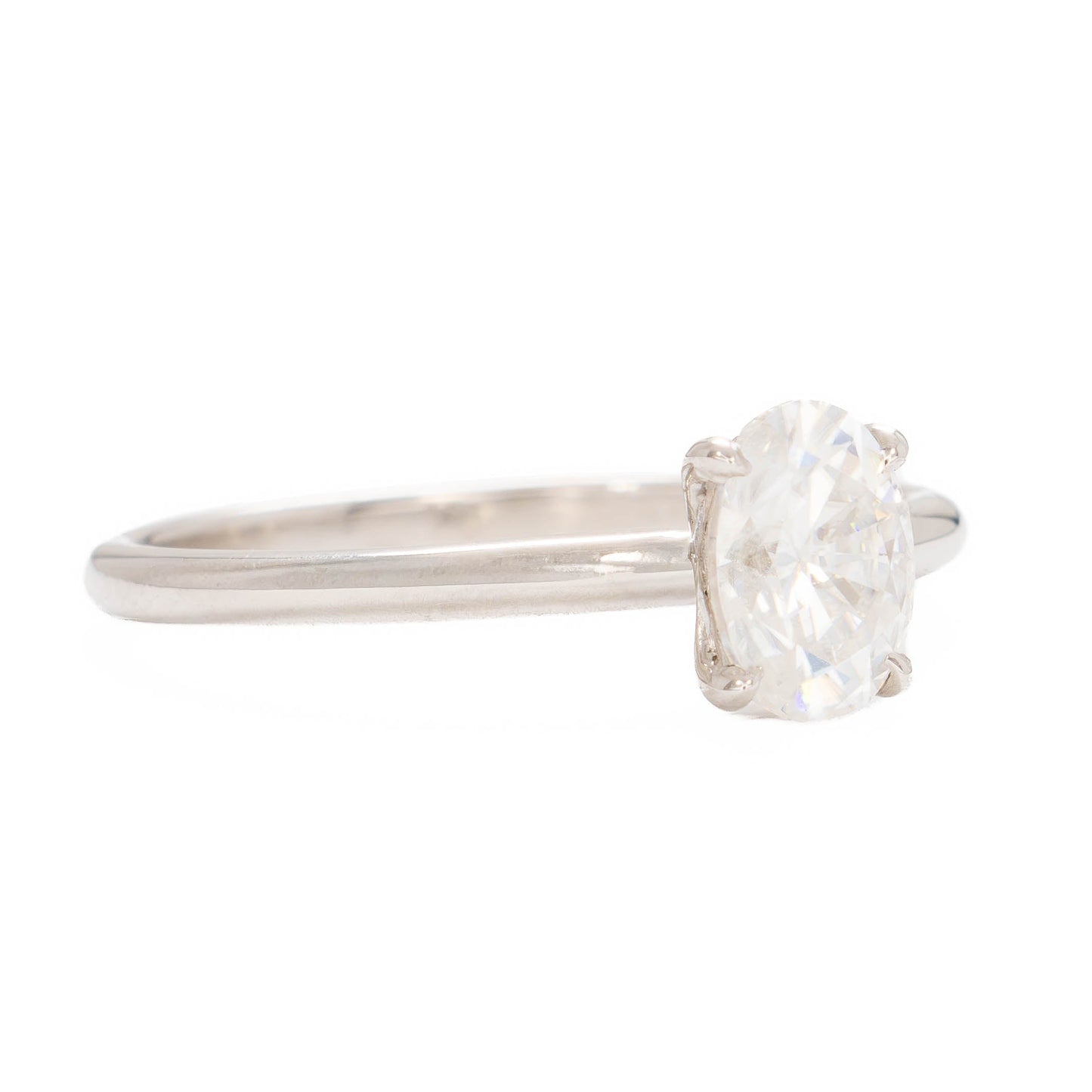 charmaine solitaire ring in white gold with oval white moissanite