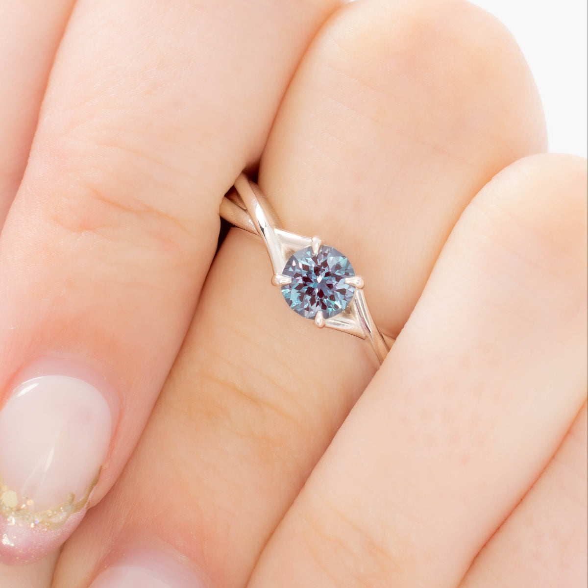 cheyenne solitaire ring with round lab alexandrite