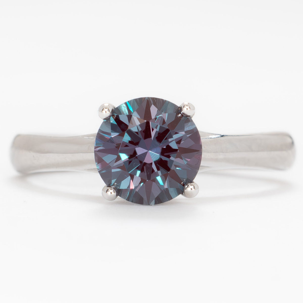 courtney solitaire ring in white gold with round lab alexandrite
