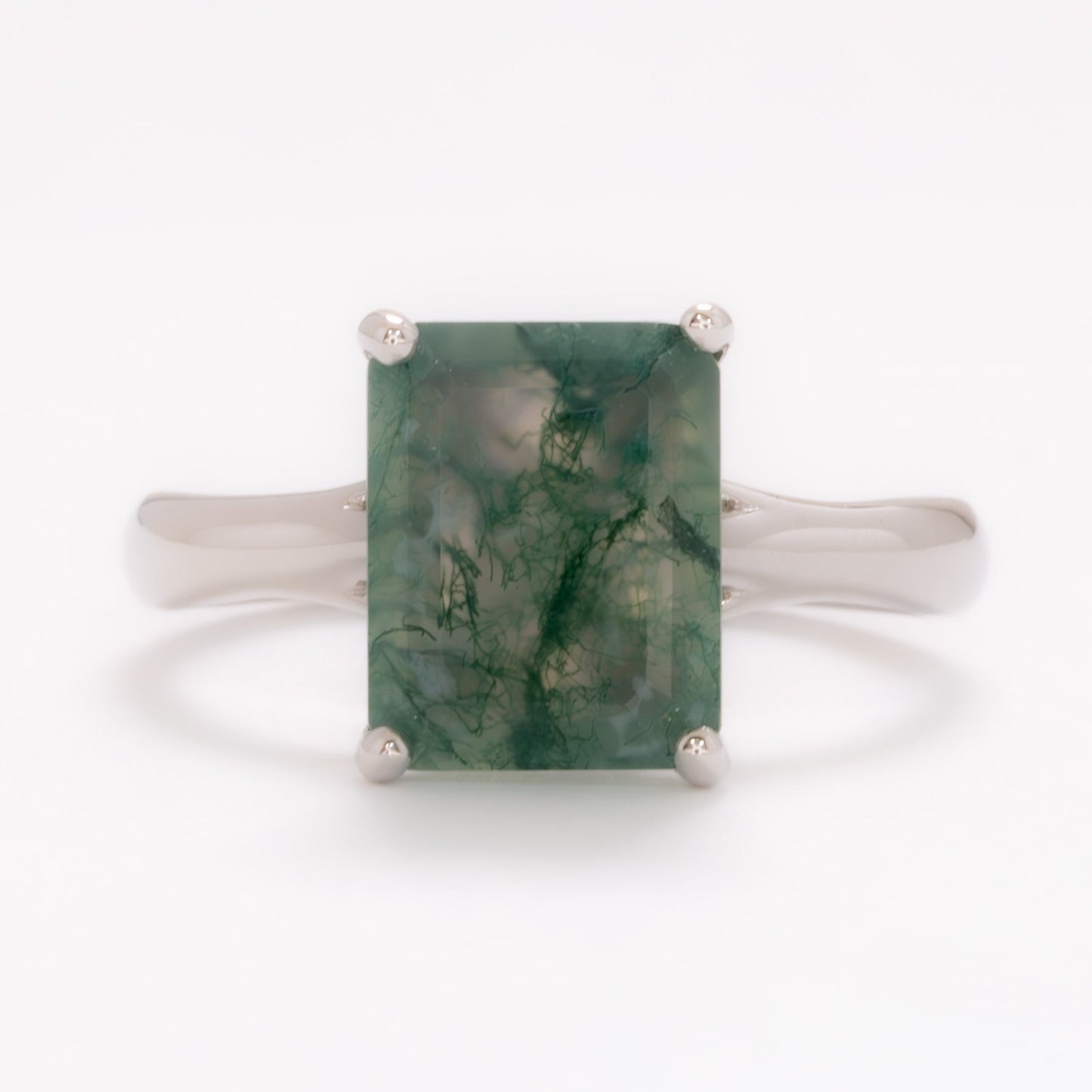 courtney solitaire ring with green moss agate step cut