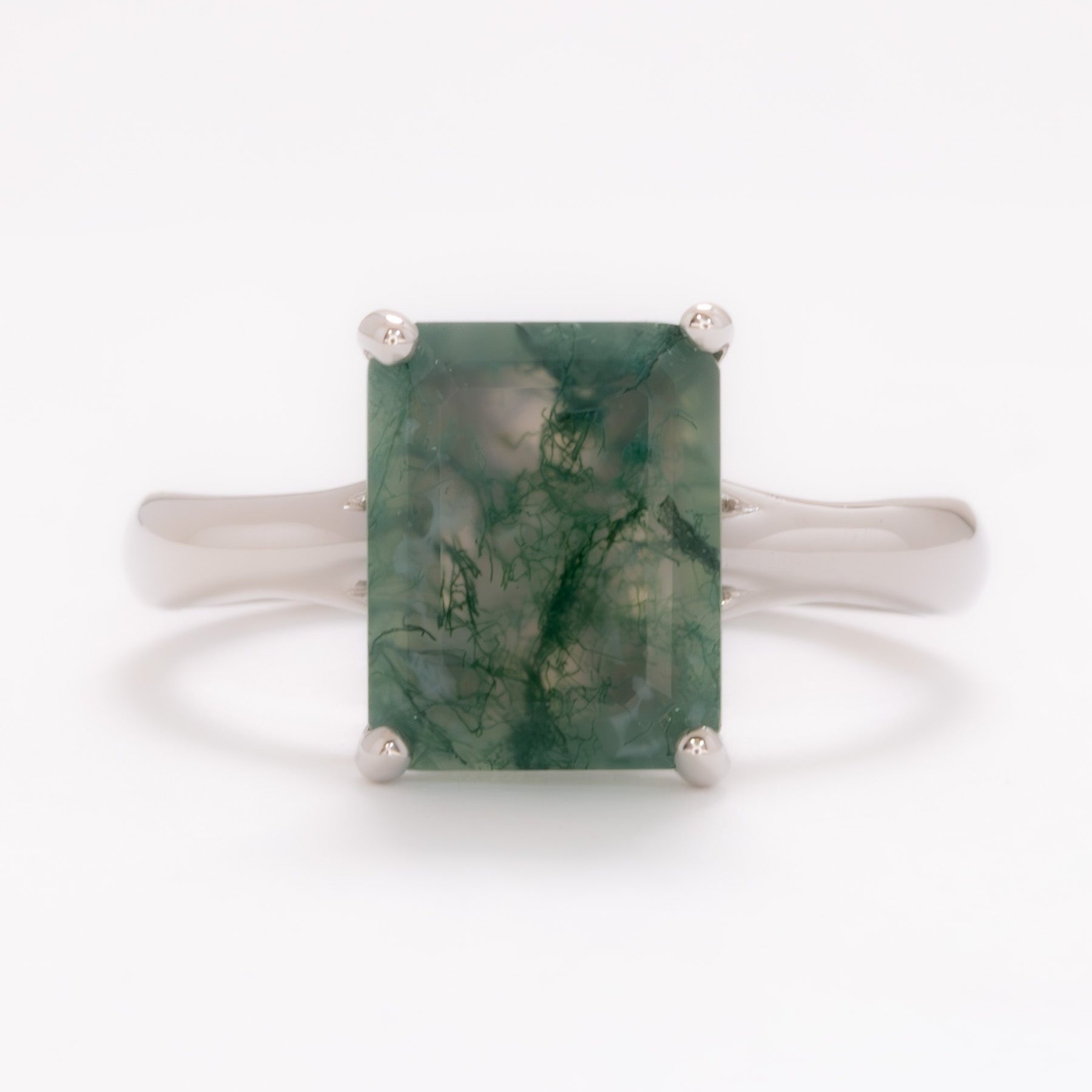 courtney solitaire ring with green moss agate step cut