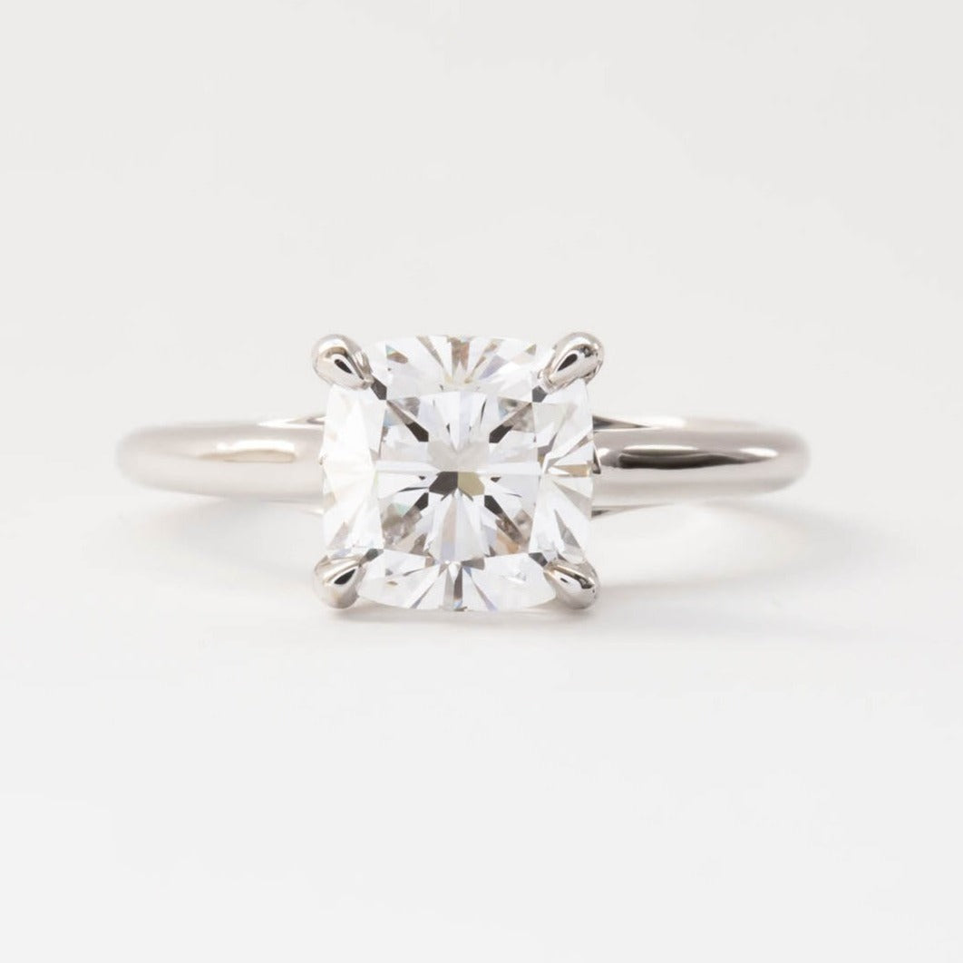cushion lab diamond solitaire in white gold