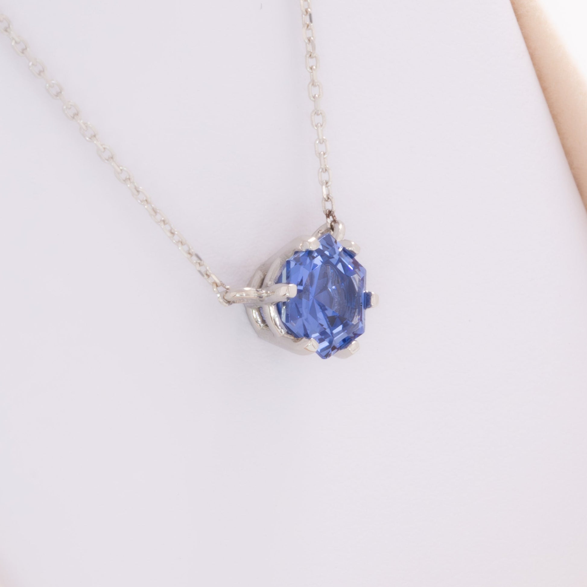 cygni necklace with blue lab sapphire hex