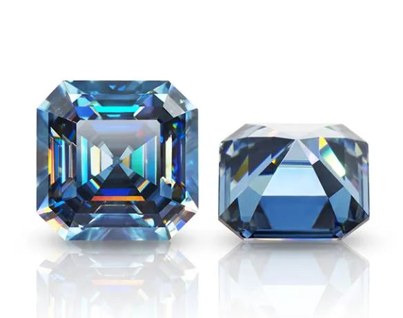 asscher cut blue moissanite