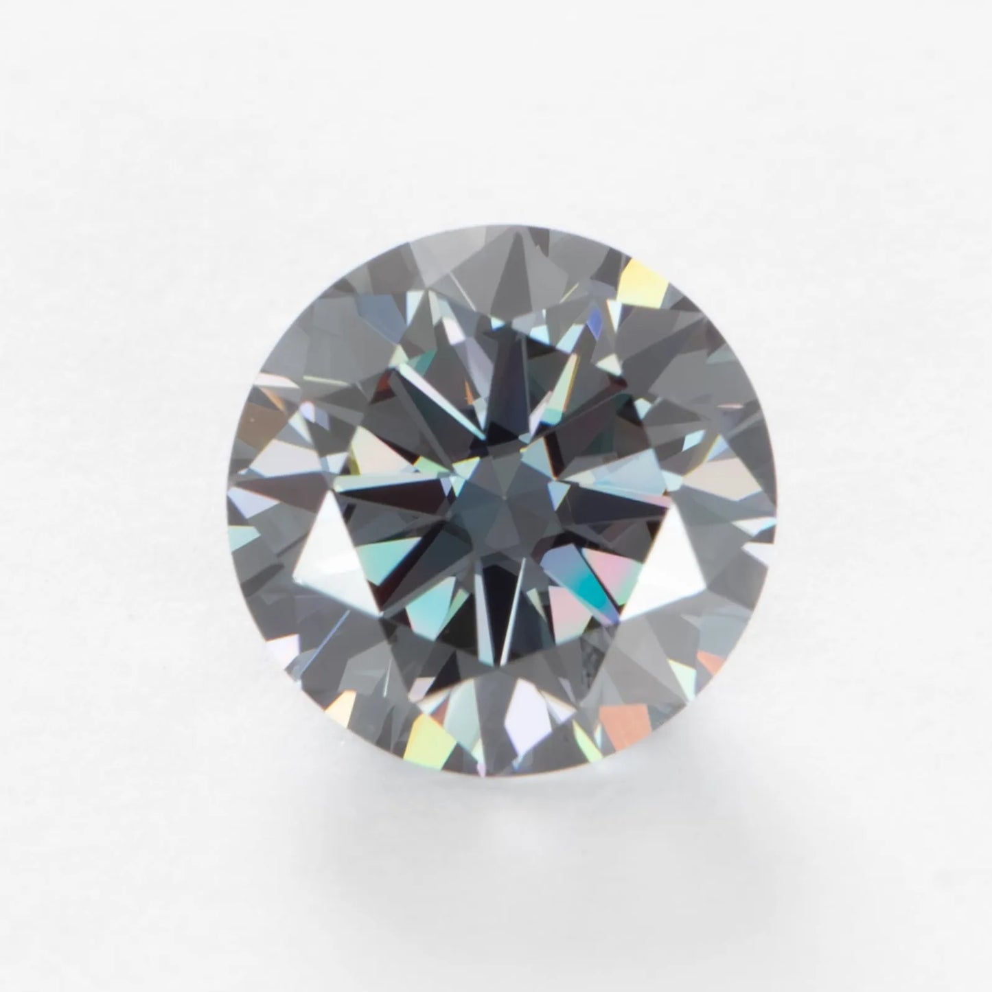 grey moissanite round brilliant