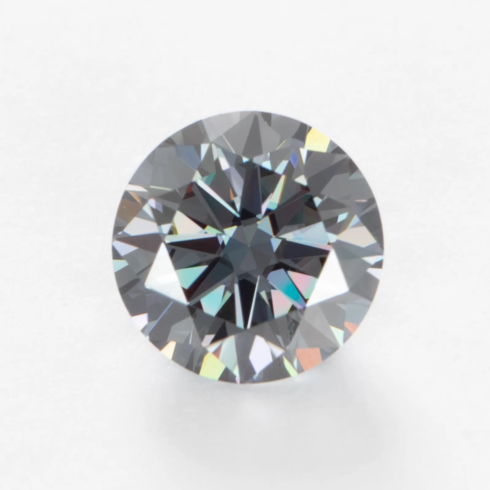 grey moissanite round brilliant