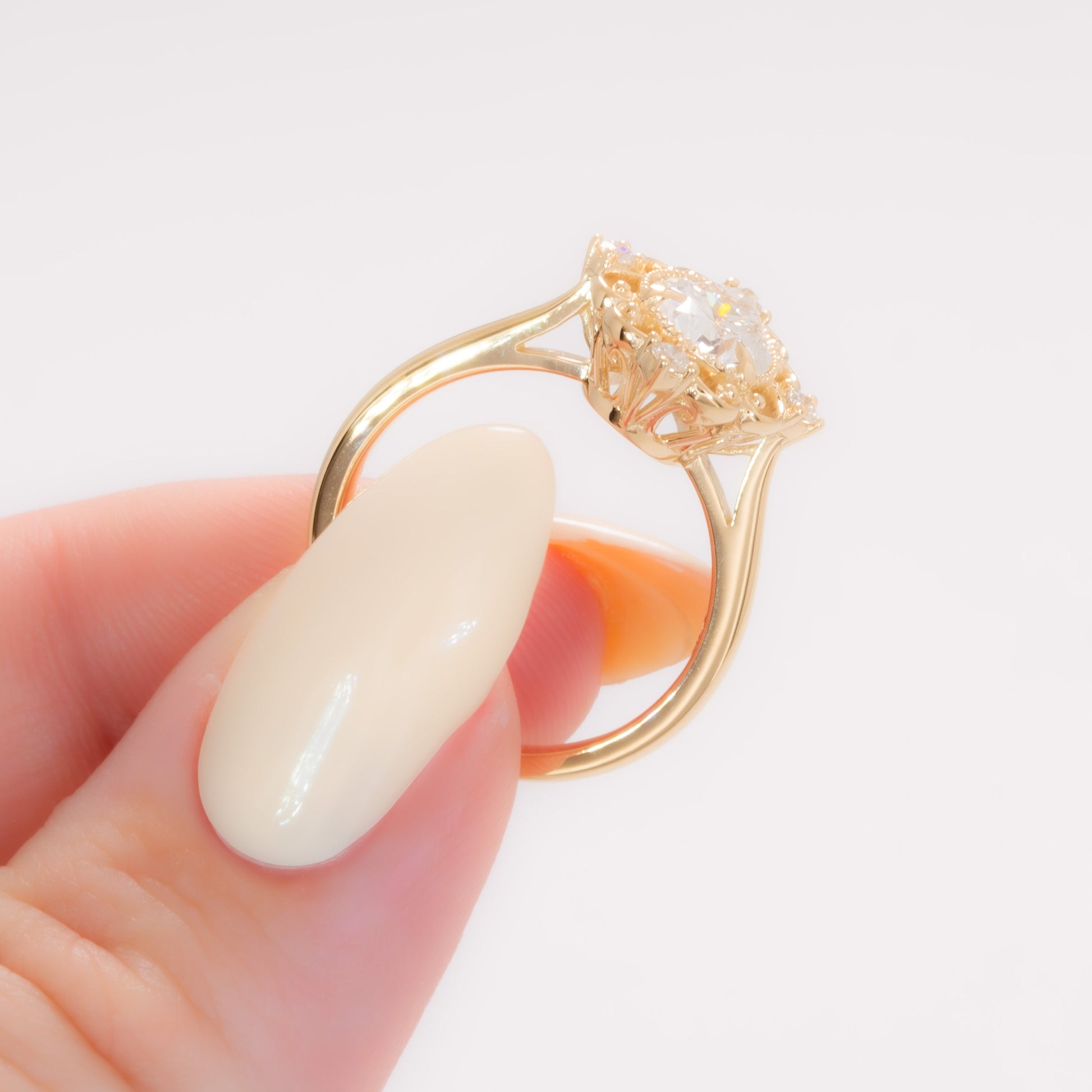 dahlia art deco engagement ring with pear lab diamond