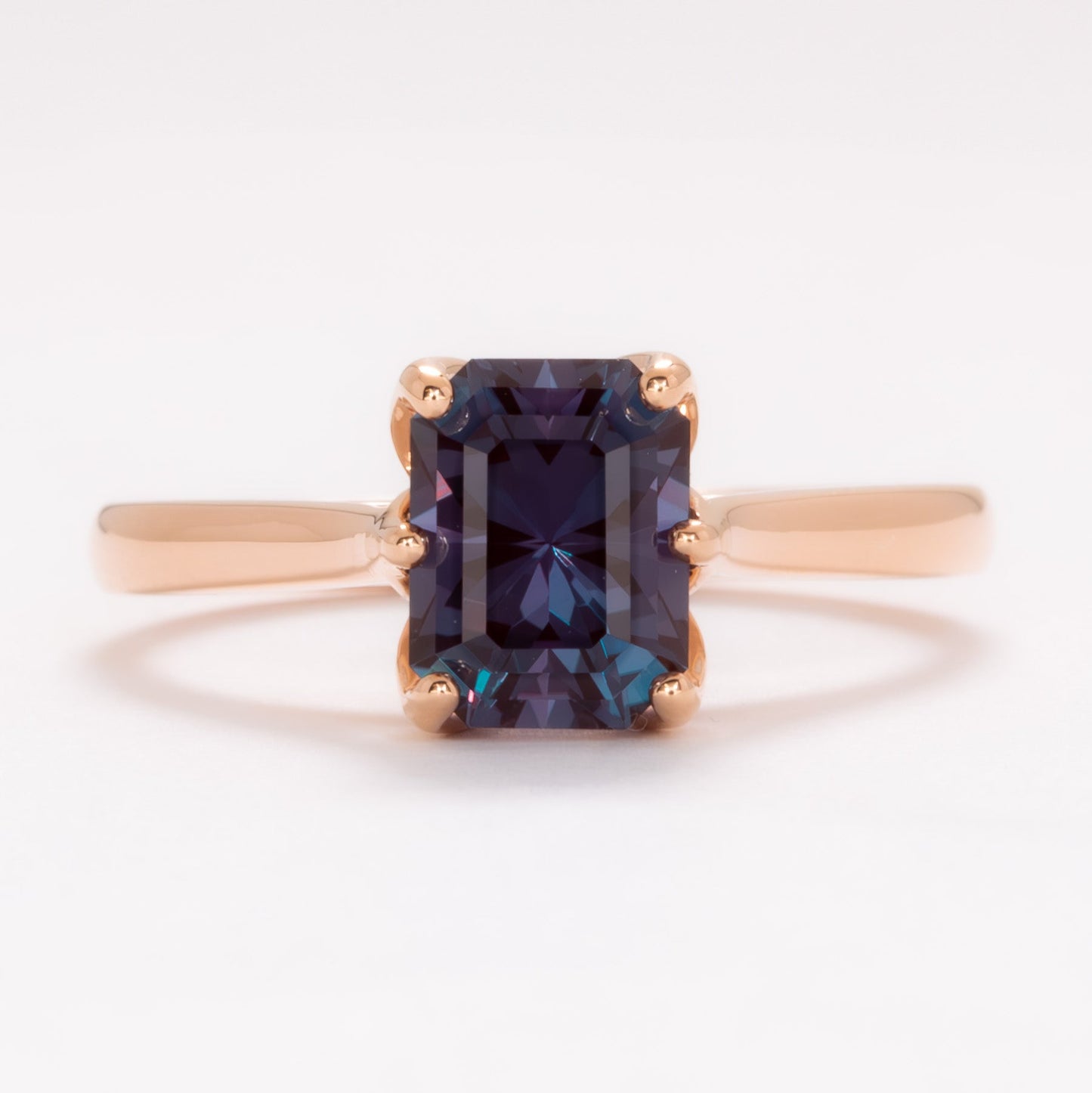 daphnis solitaire engagement ring with radiant cut lab alexandrite