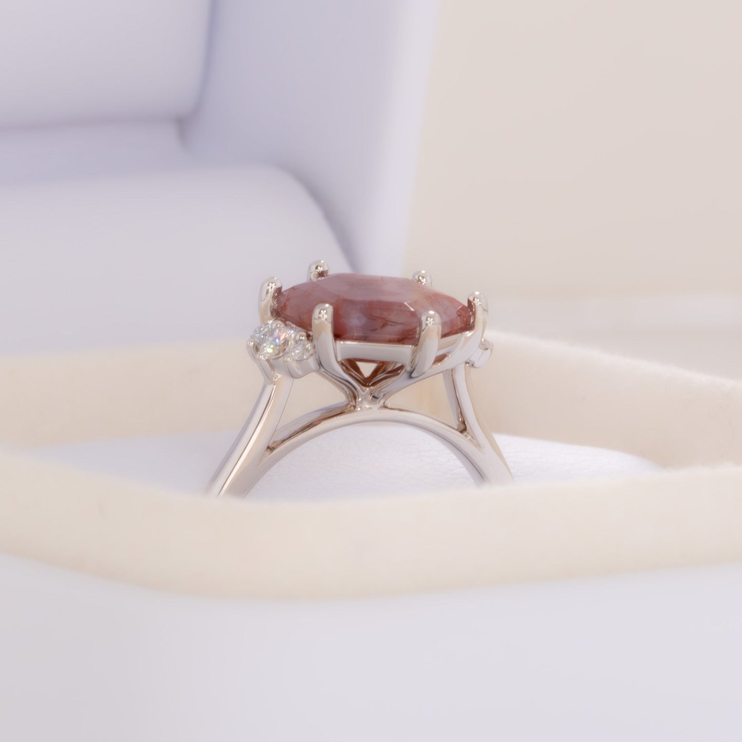 eclipse accented ring with red moss agate hex