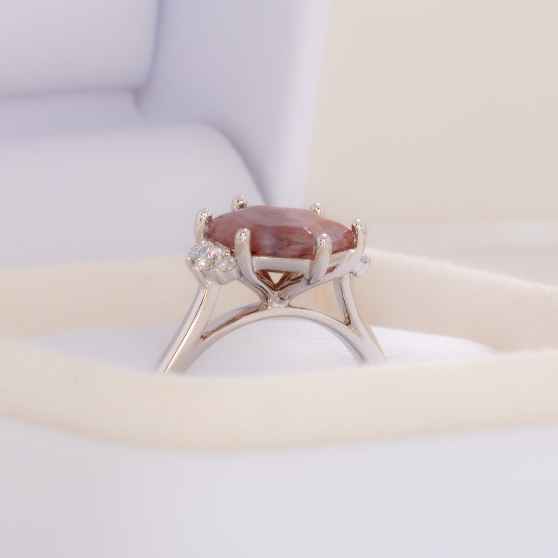 eclipse accented ring with red moss agate hex
