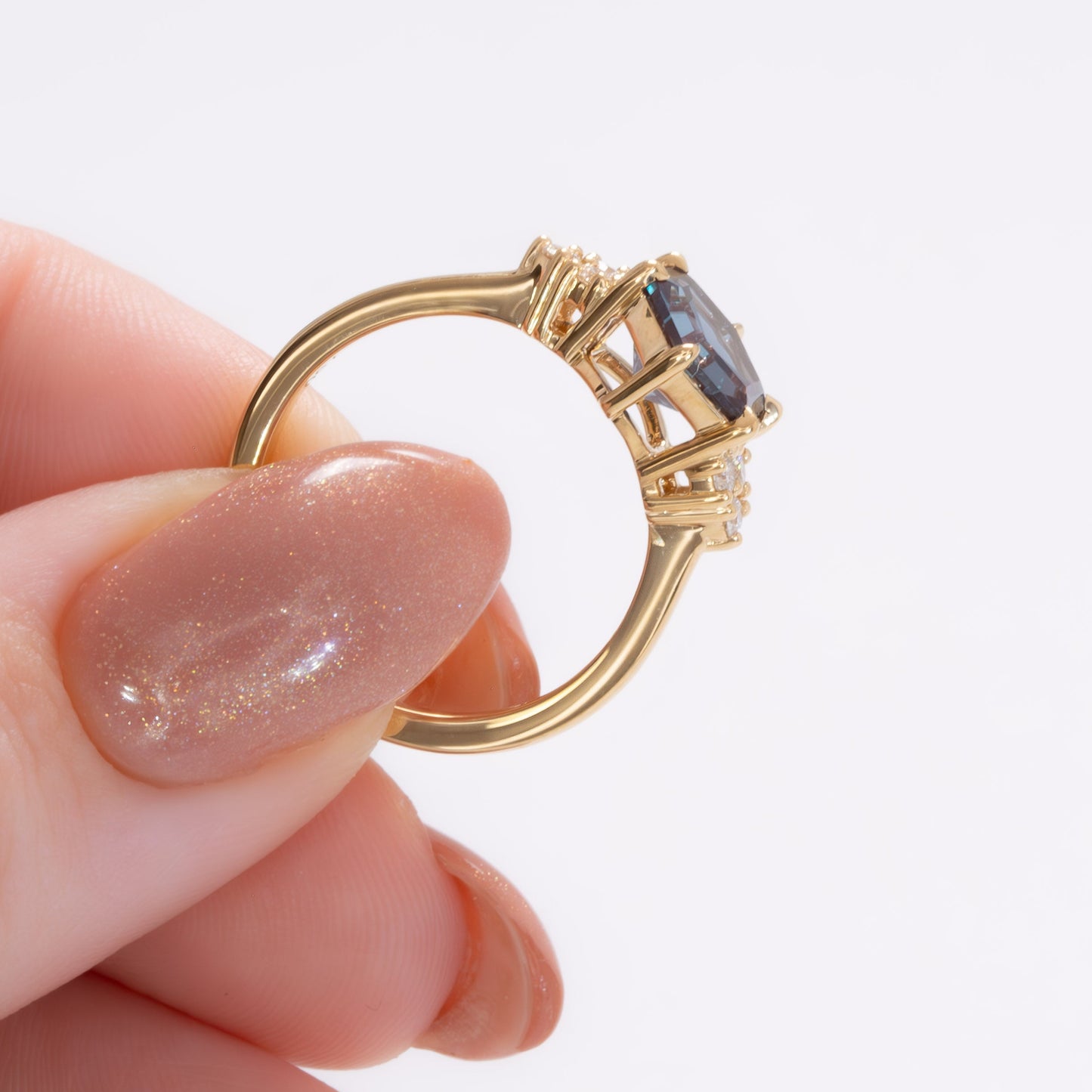 esilda wedding set with hex cut lab alexandrite