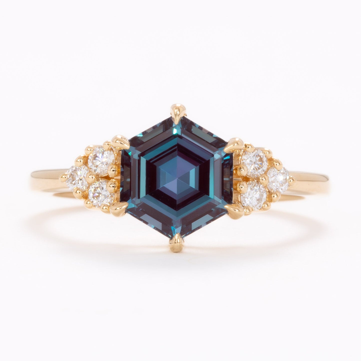 esilda wedding set with hex cut lab alexandrite
