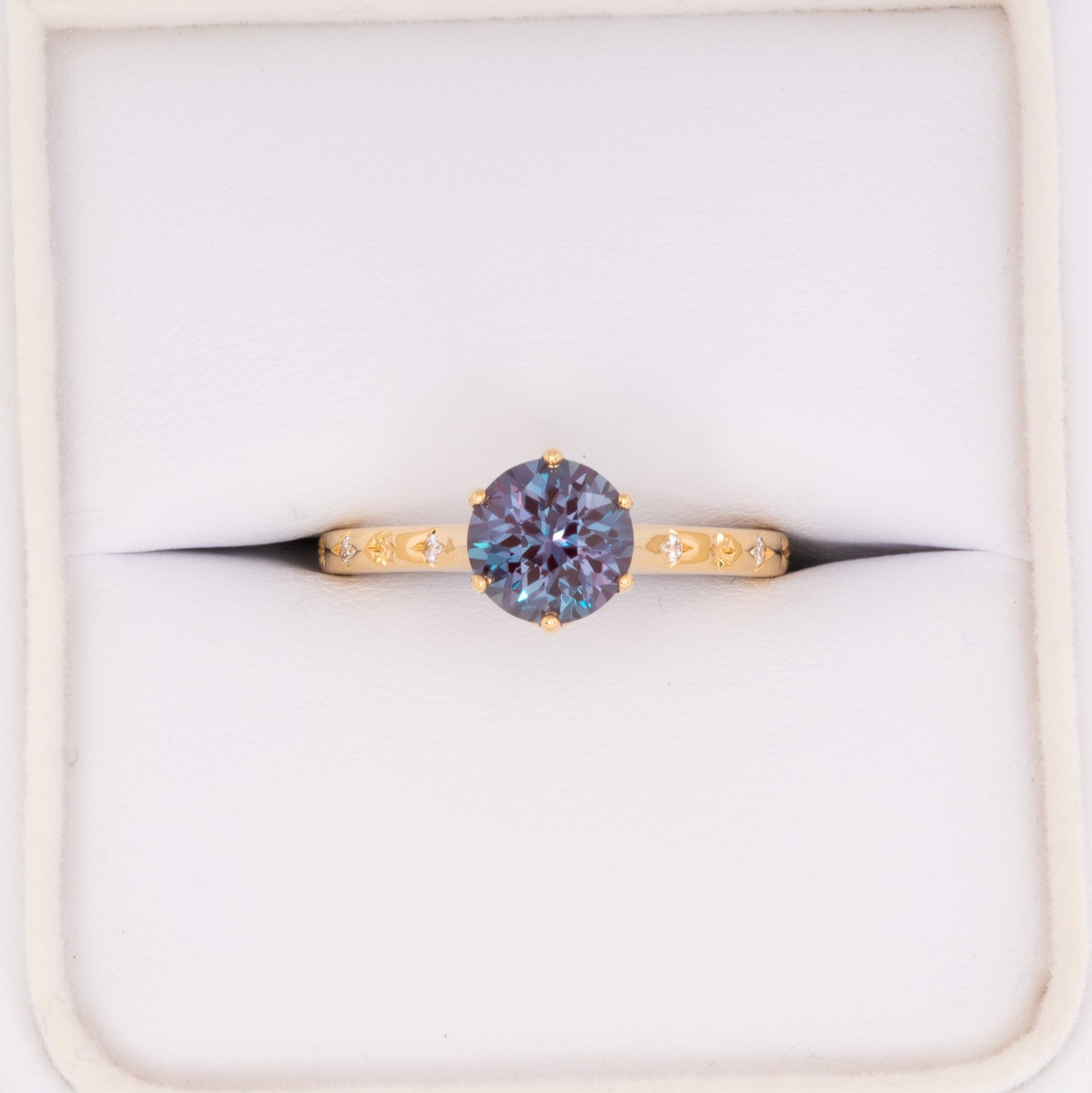 estel engagement ring with round lab alexandrite