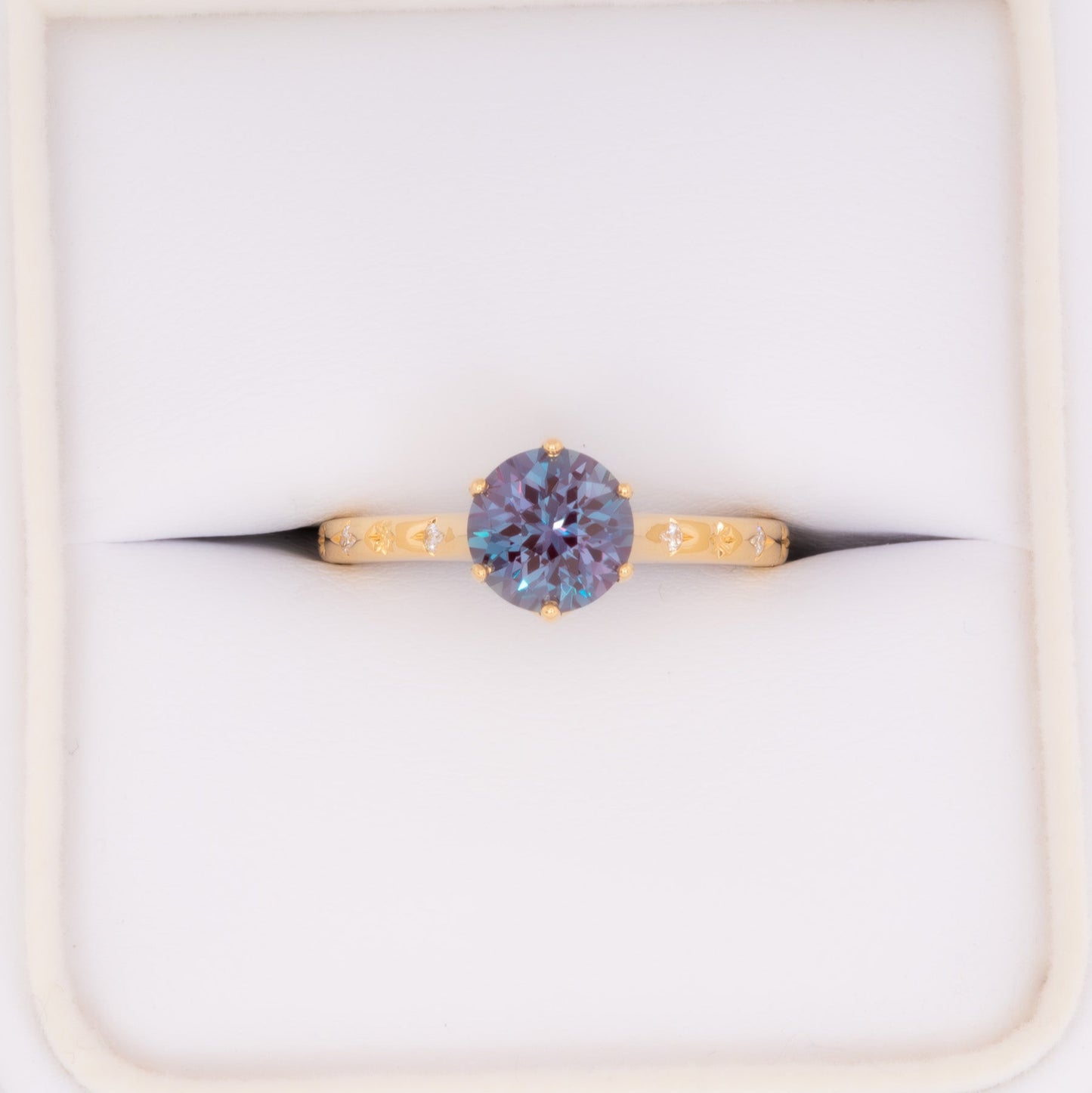 estel engagement ring with round lab alexandrite