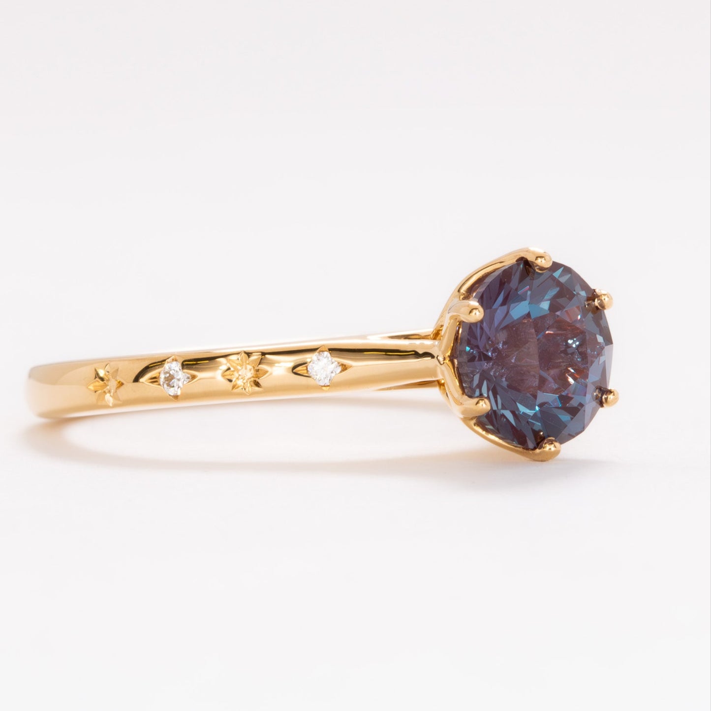 estel engagement ring with round lab alexandrite