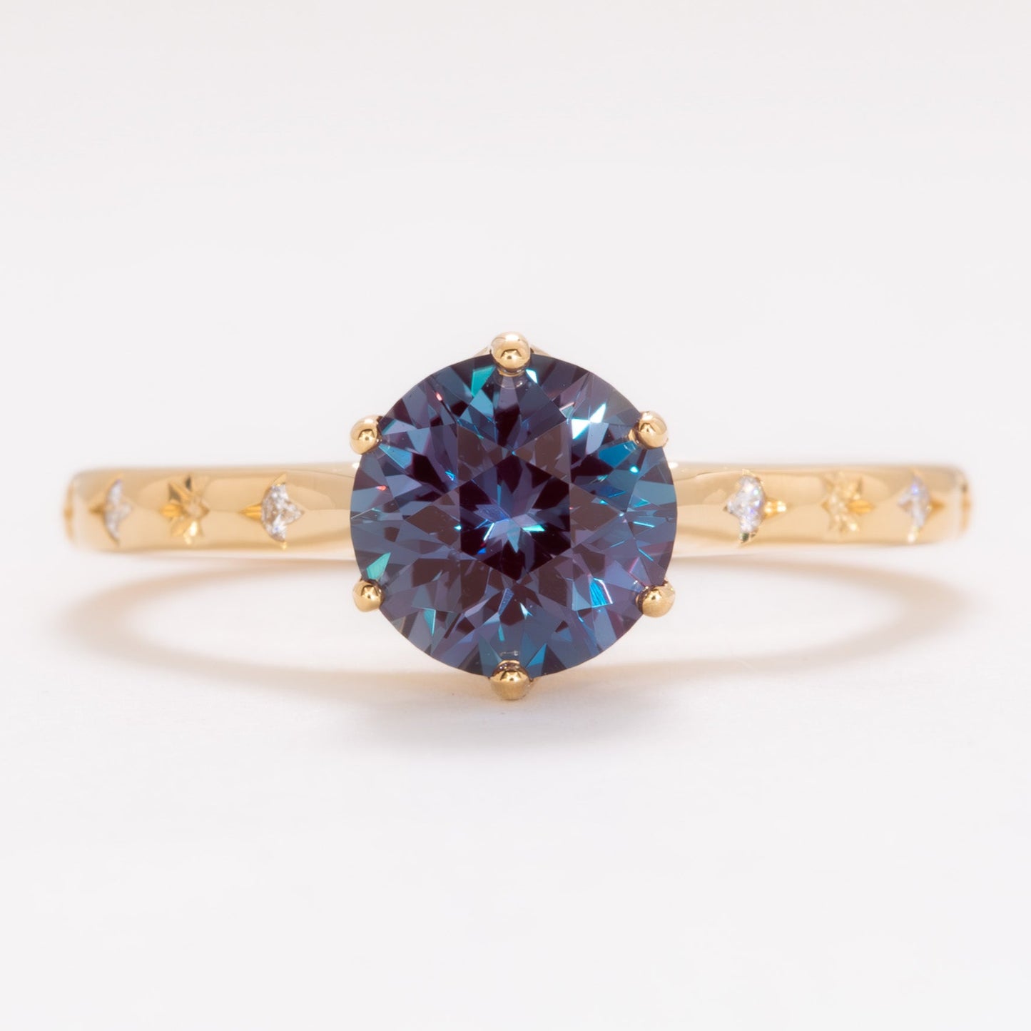 estel engagement ring with round lab alexandrite