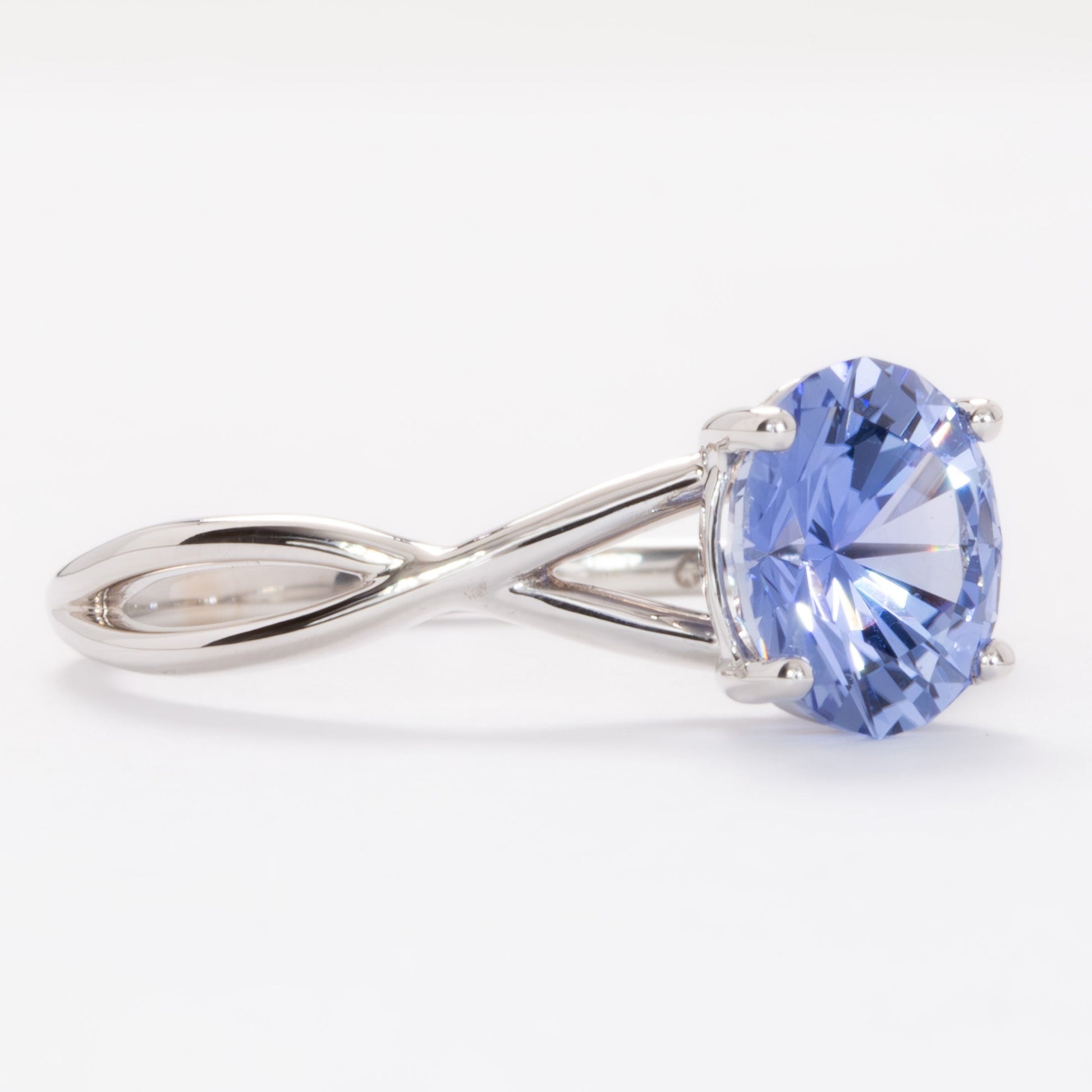 fifer engagement ring in white gold with blue oval lab sapphire