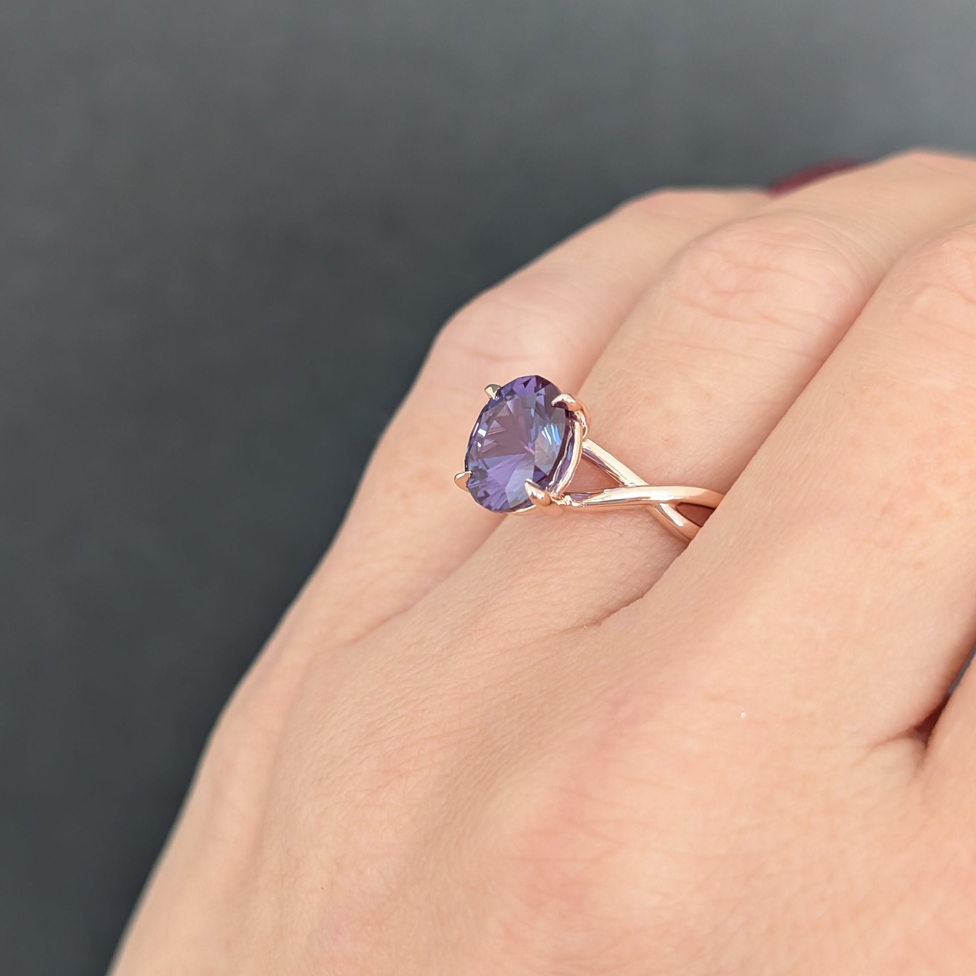 fifer solitaire engagement ring with oval lab alexandrite