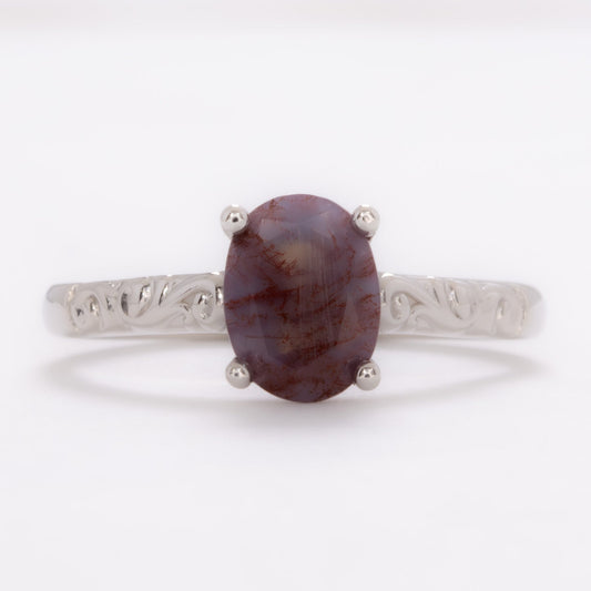 fleur nature inspired engagement ring with red moss agate