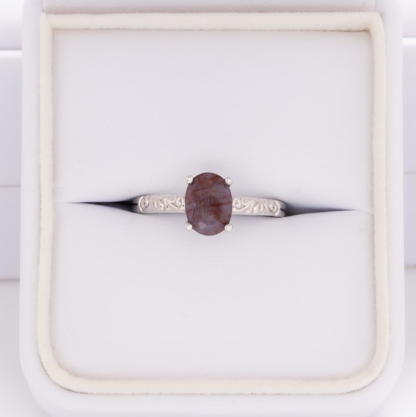 fleur nature inspired ring with oval red moss agate