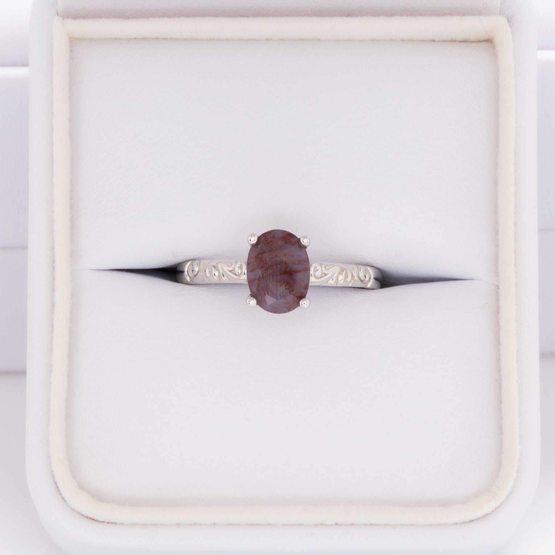 fleur nature inspired ring with oval red moss agate