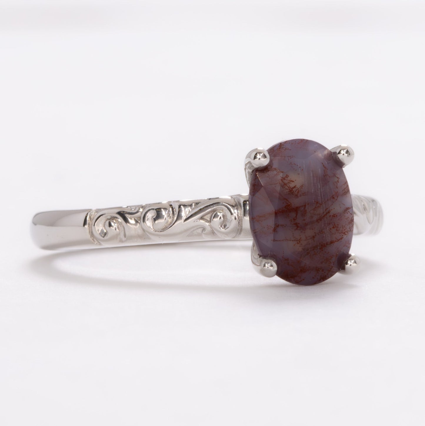fleur nature inspired ring with oval red moss agate