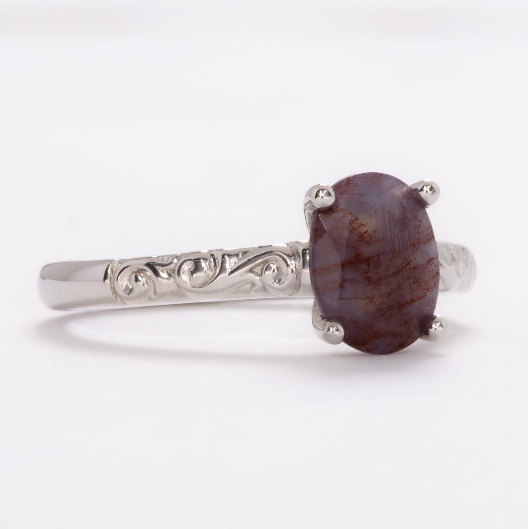 fleur nature inspired ring with oval red moss agate