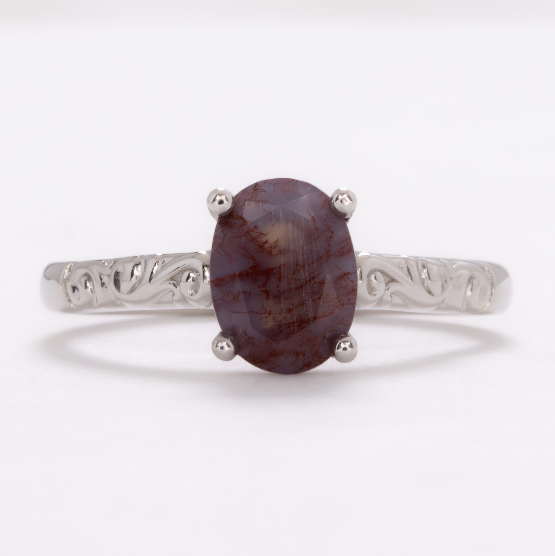 fleur nature inspired ring with oval red moss agate