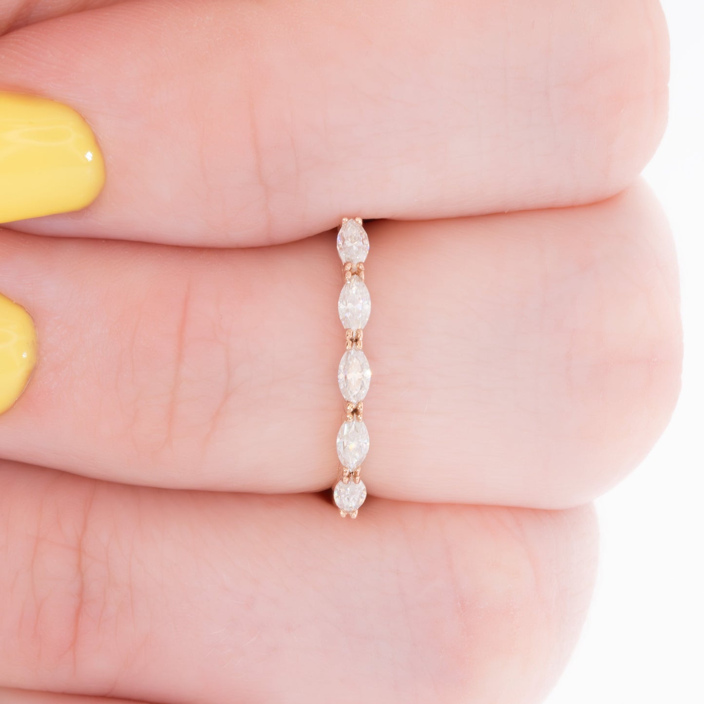 gemma stacking band with marquise moissanites