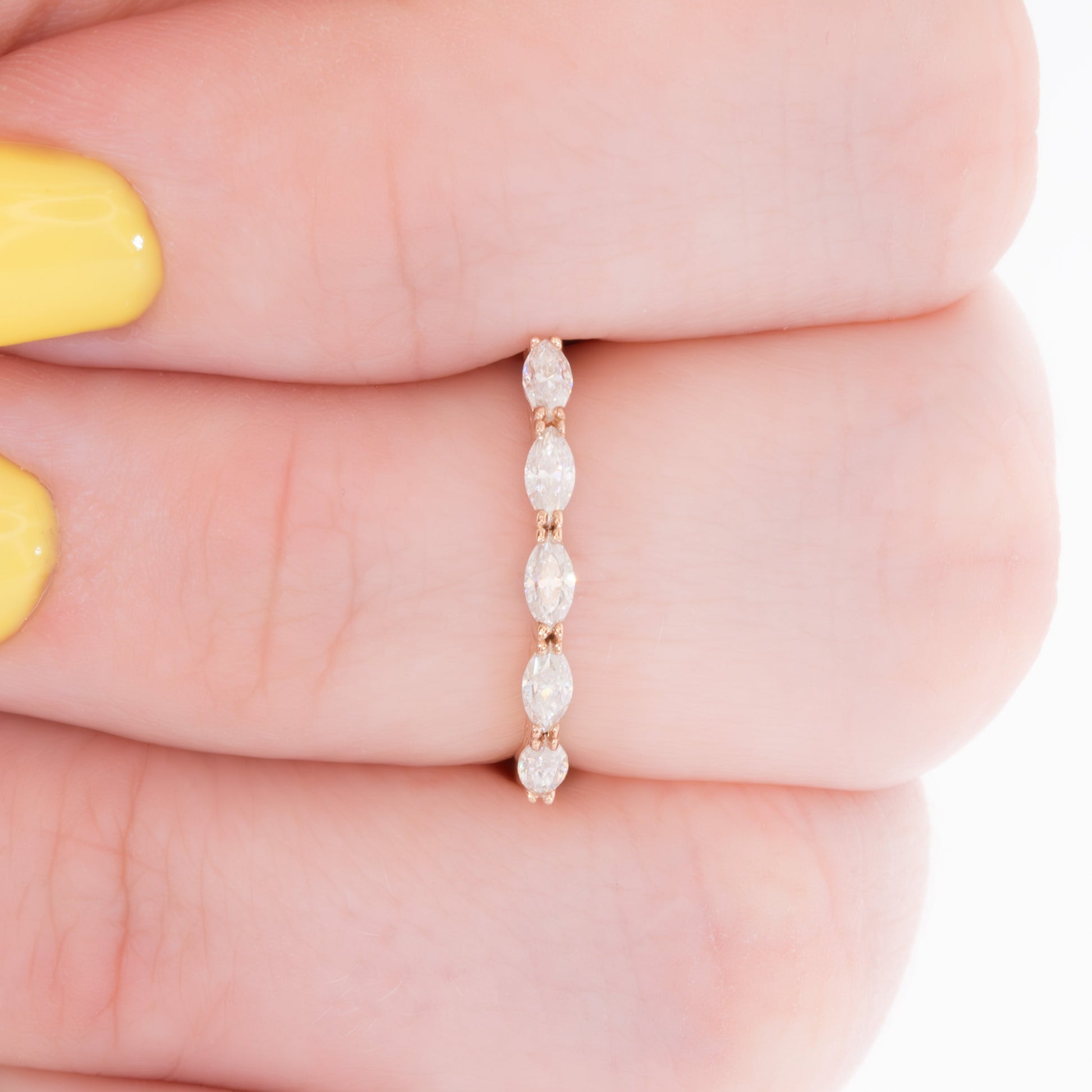 gemma stacking band with marquise moissanites