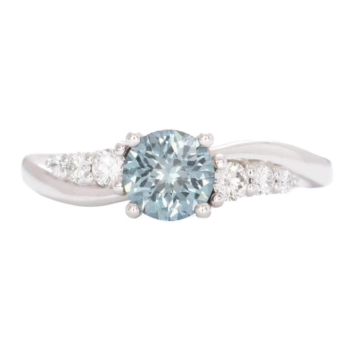 haisley accented ring in white gold with round blue lab sapphire