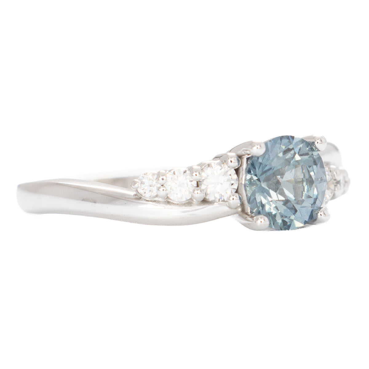 haisley accented ring in white gold with round blue lab sapphire