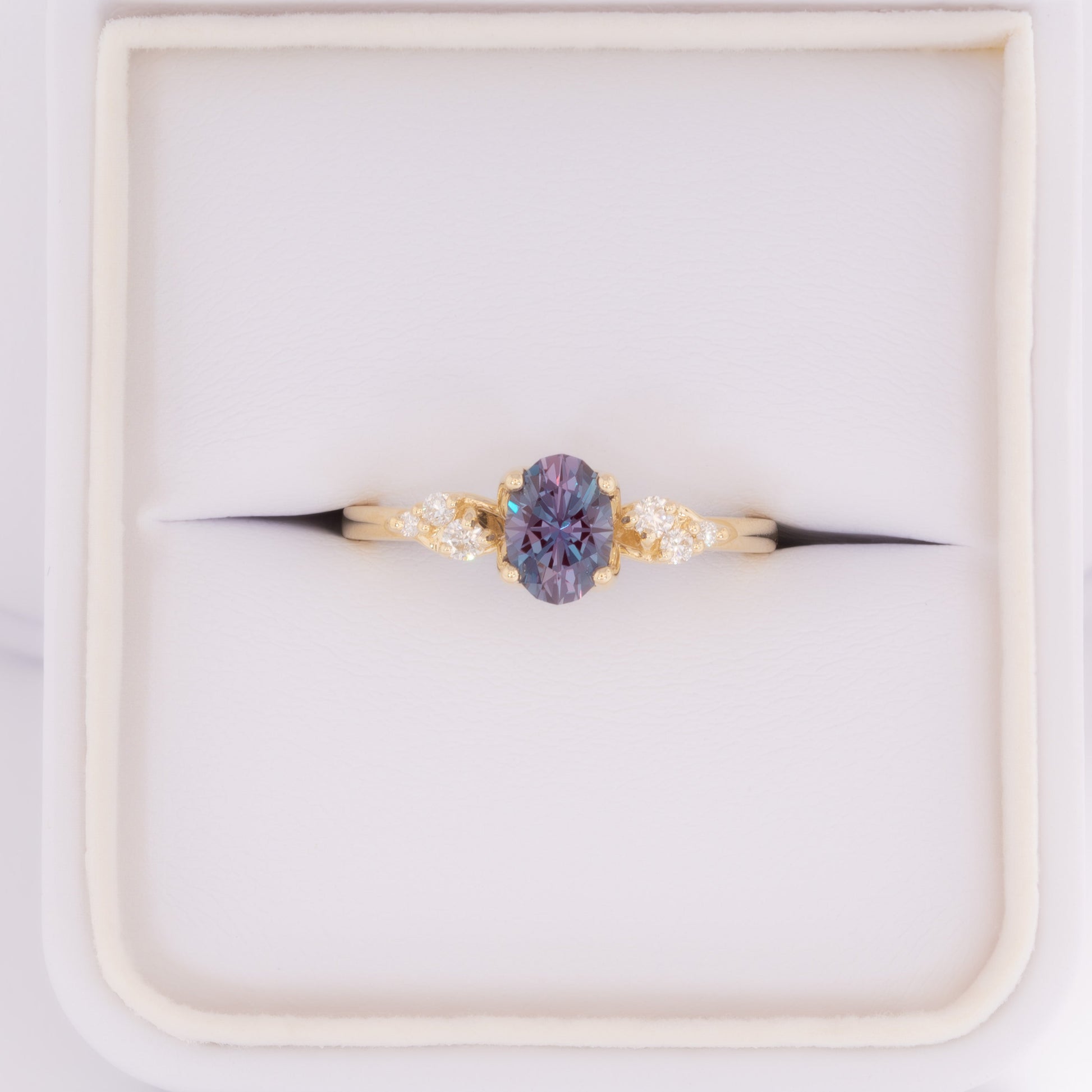 isla nature inspired engagement ring with oval lab alexandrite