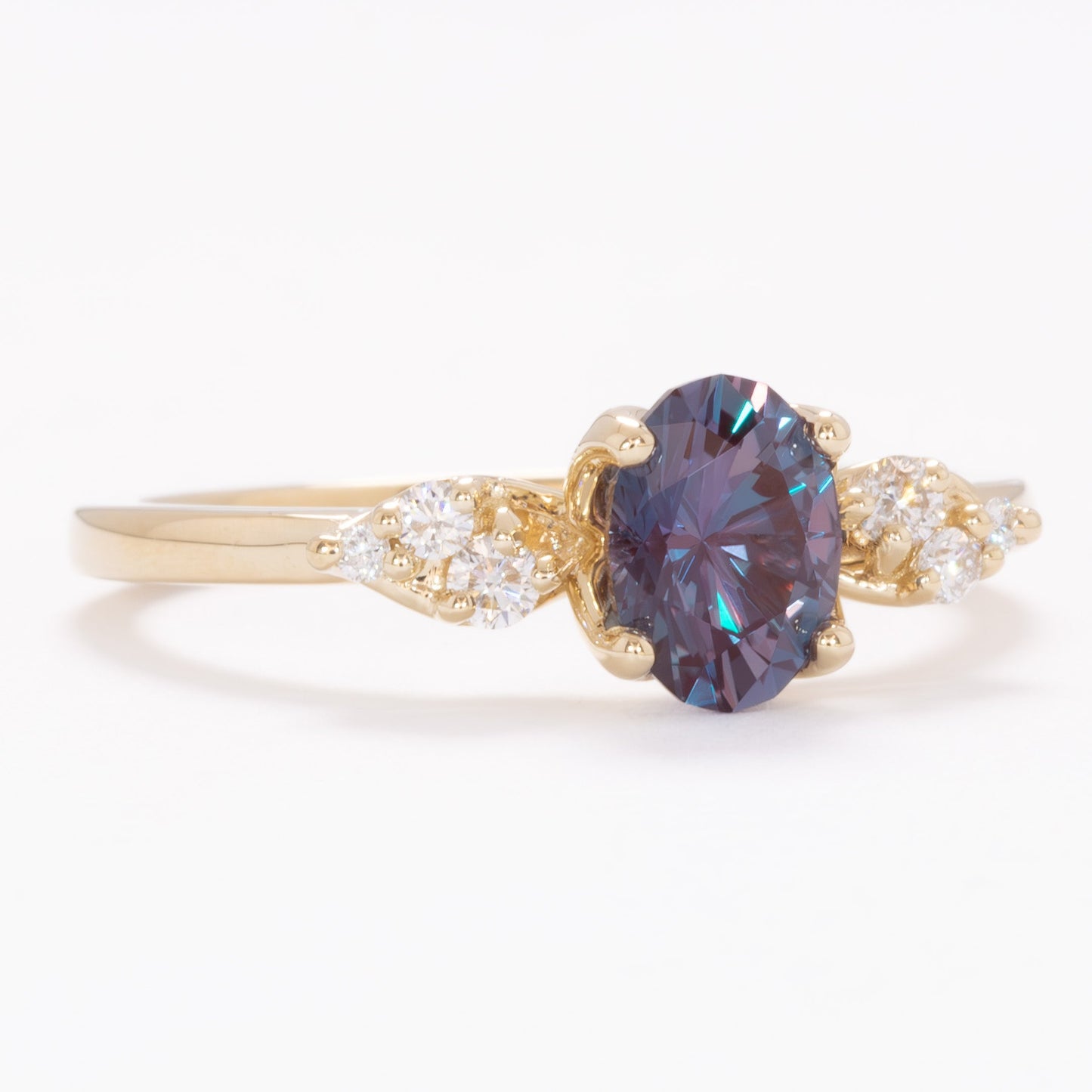 isla nature inspired engagement ring with oval lab alexandrite