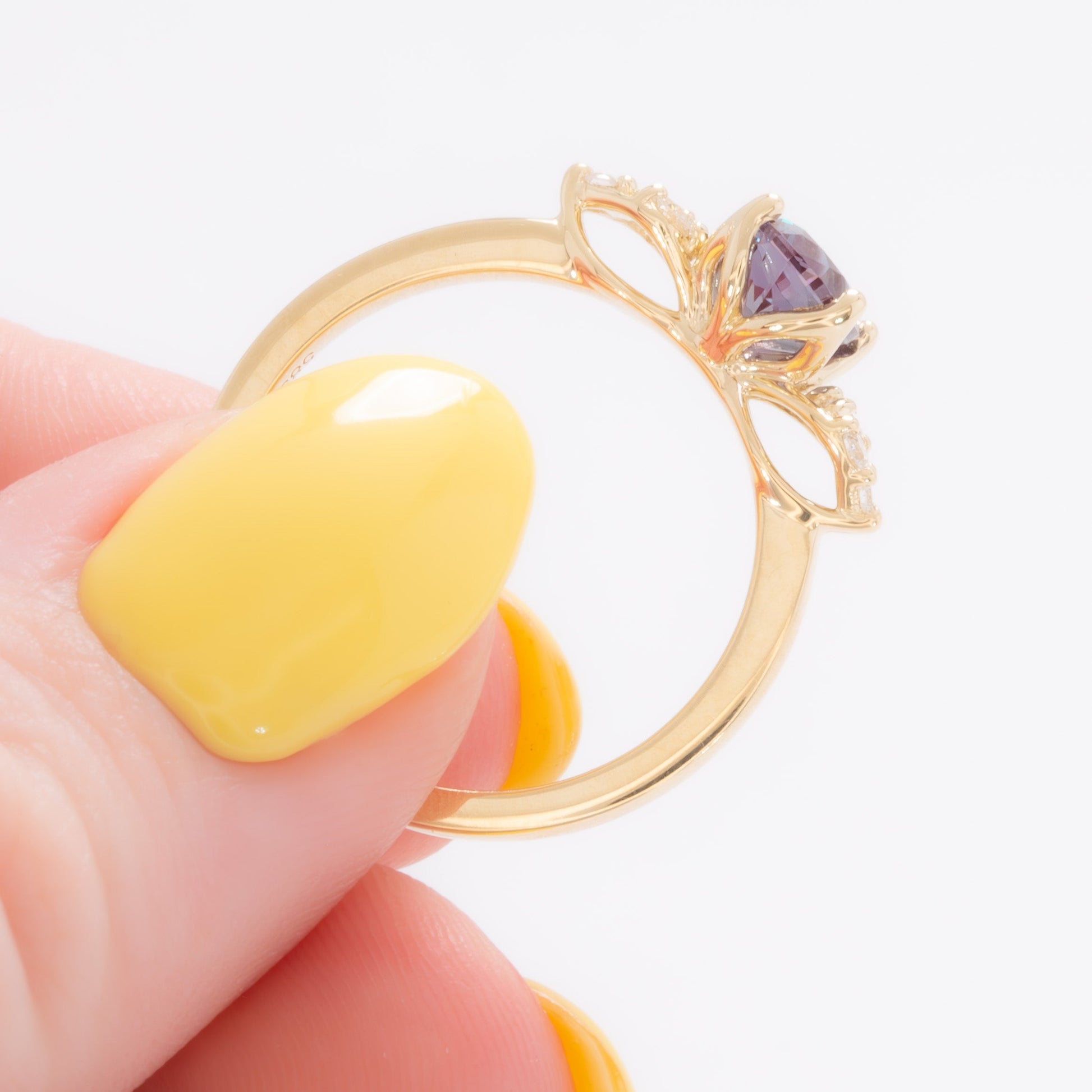 isla nature inspired engagement ring with oval lab alexandrite