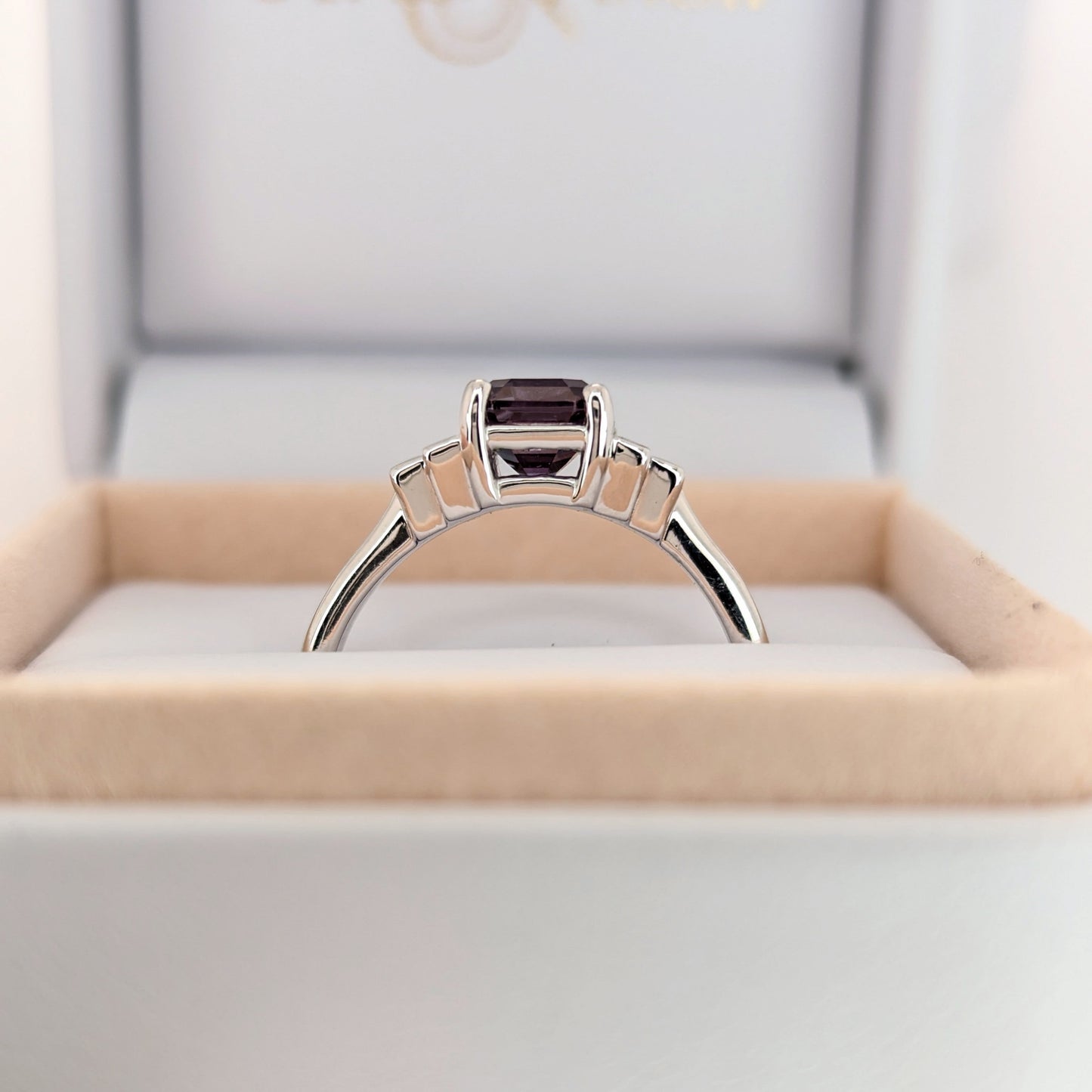 journey ring with lab alexandrite asscher