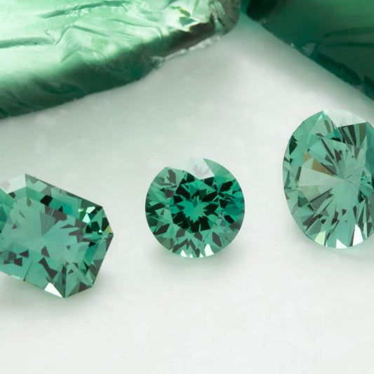 juniper green lab sapphire in radiant, round and oval