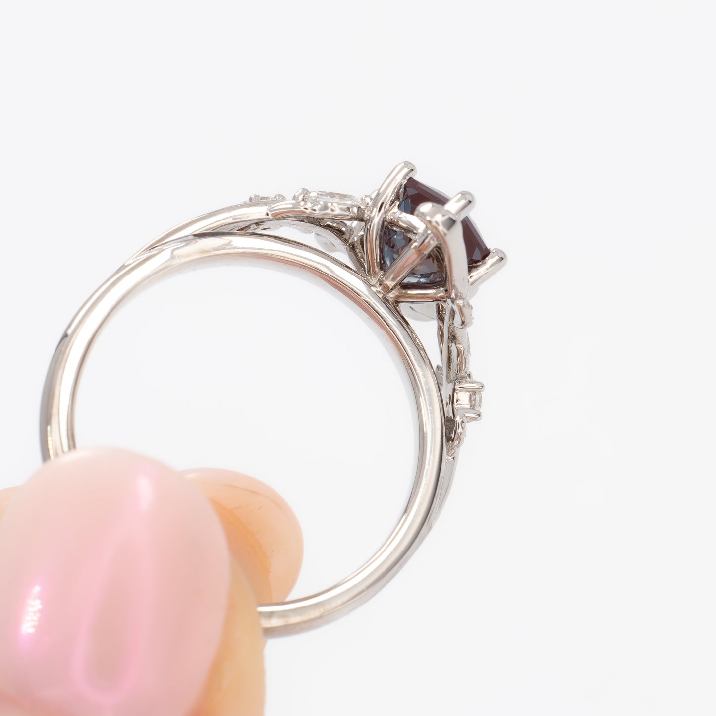 airam nature inspired ring with dutch marquise lab alexandrite in white gold