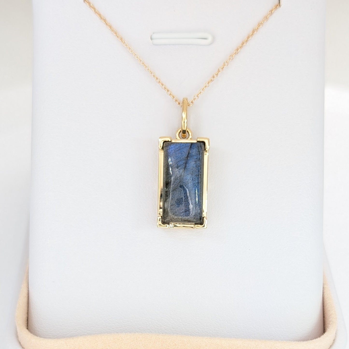 labradorite necklace in yellow gold